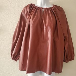 Faux leathered top